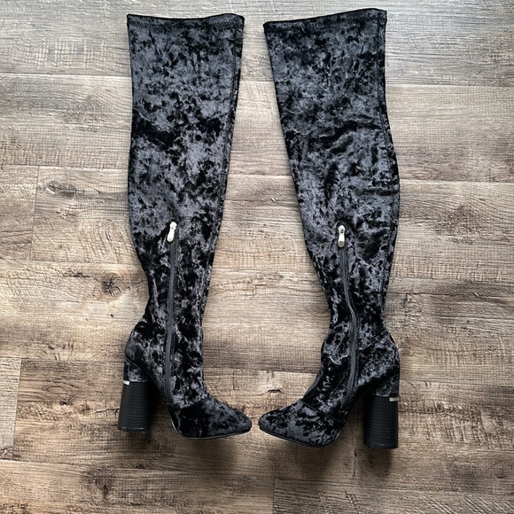 Olivia Milled black velvet over the knee boots 5.5 NWOT - Picture 2 of 3